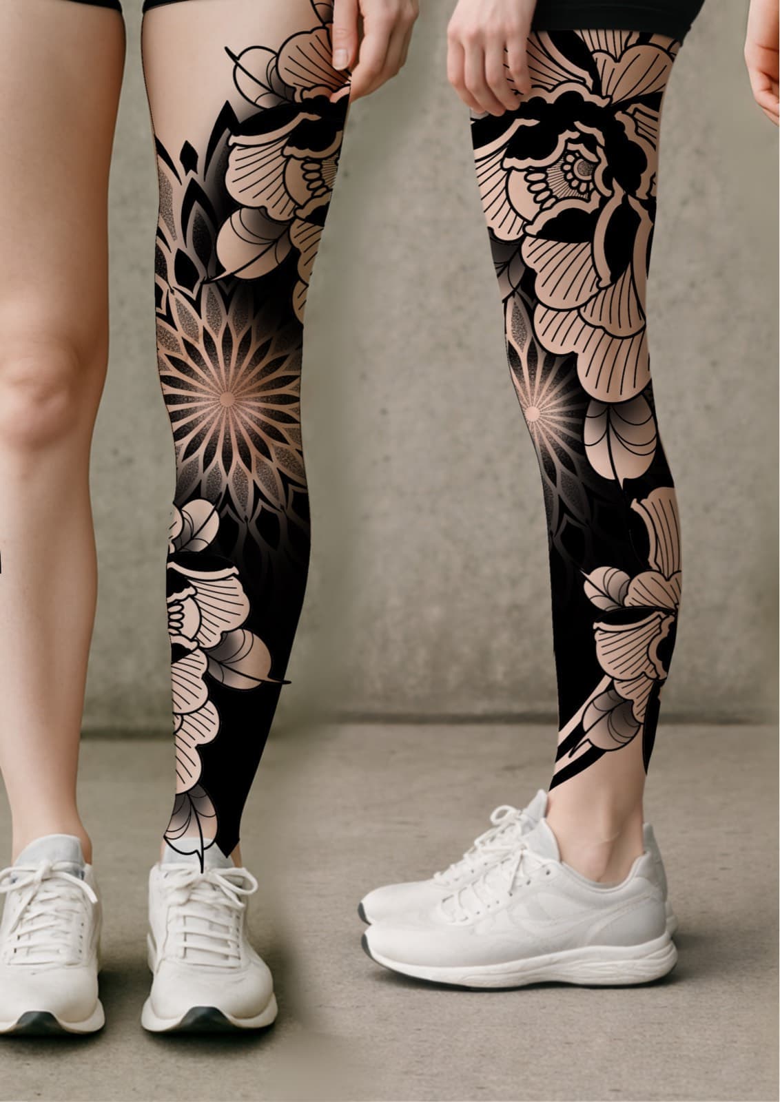 Projet jambe complète floral/mandala/black